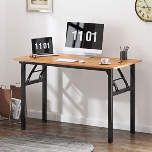 Need Home Office Desk 47 inches Folding Computer Table Workstation No Install, Teak and Black