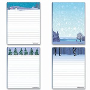 winter theme notepads - 4 assorted note pads - winter scene