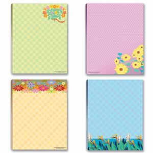 floral notepads - 4 assorted note pads - flower theme pads