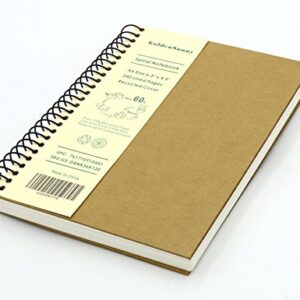 Small Spiral Notebook, 240 Lined Pages, A6 Size Wide Ruled Paper, Recycled Hard Cover - GoldenSunny