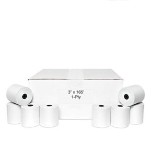 3" x 165' cash register rolls,1 ply bond printer pos paper roll 50 rolls/case (double solid core)