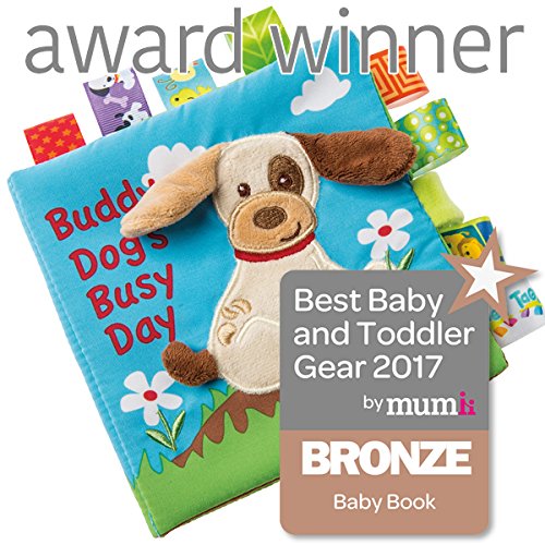 Taggies Touch & Feel Soft Cloth Book with Crinkle Paper and Squeaker, Buddy Dog