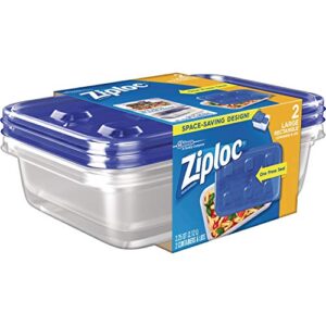 ziploc large rectangle 9 cup containers with lids, 2 count