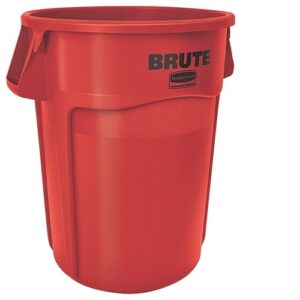 rubbermaid commercial 264360redct brute vented trash receptacle, round, 44 gal, red, 4/carton
