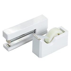 jam paper office & desk sets - 1 stapler & 1 tape dispenser - white - 2/pack