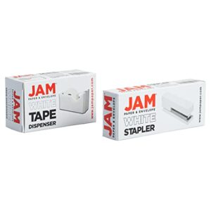JAM PAPER Office & Desk Sets - 1 Stapler & 1 Tape Dispenser - White - 2/Pack