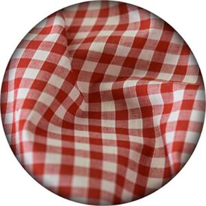 5 yards checkered fabric 60" wide - gingham buffalo check fabric | 100% polyester white & red check fabric | perfect for parties fabric, picnics, indoor and outdoor table cloths and curtains