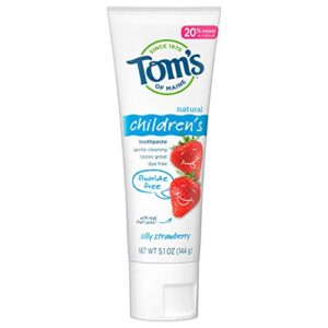 tom's of maine natural kid's fluoride free toothpaste, silly strawberry, 5.1 oz. (back in original formula)