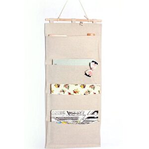 co-link linen/cotton fabric wall door cloth hanging storage pockets books organizational back to school office bedroom kitchen rectangle home organizer gift (4 pockets)