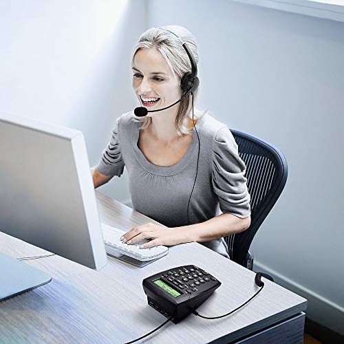 Call Center Telephone with Headset, MCHEETA Phone with Noise Cancellation Headset and Dialpad