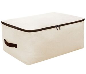 large canvas soft bedding, garment storage organizer bag for wardrobe, beige