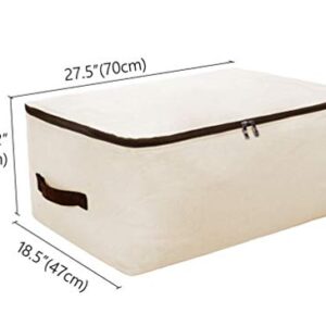 Large Canvas Soft Bedding, Garment Storage Organizer Bag for Wardrobe, Beige