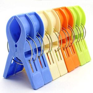 warmbuy set of 8 beach bath towel clips in bright colors for beach chair or pool loungers on cruise - keep towels from blowing away
