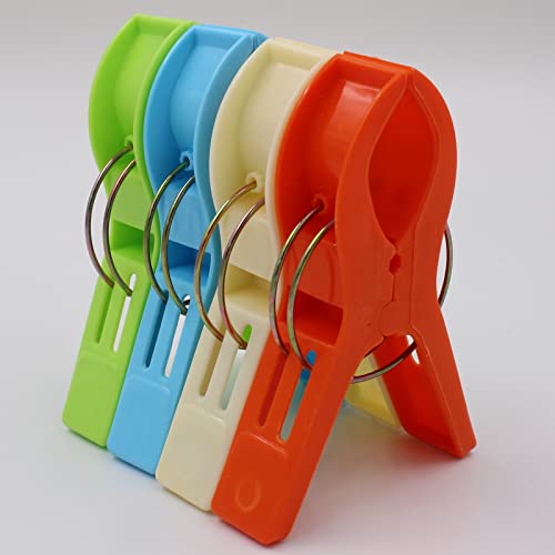 WARMBUY Set of 8 Beach Bath Towel Clips in Bright Colors for Beach Chair or Pool Loungers on Cruise - Keep Towels from Blowing Away