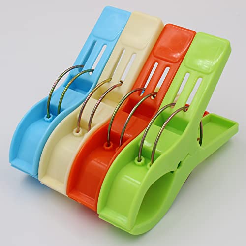 WARMBUY Set of 8 Beach Bath Towel Clips in Bright Colors for Beach Chair or Pool Loungers on Cruise - Keep Towels from Blowing Away