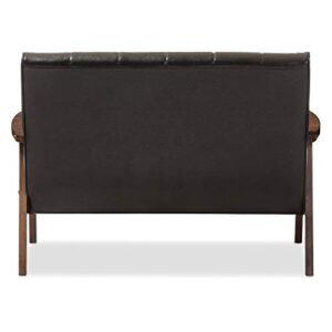 Baxton Studio BBT8011A2-Black Loveseat Love Seats, 29.45LX44.66WX31.59H, Black