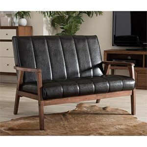 Baxton Studio BBT8011A2-Black Loveseat Love Seats, 29.45LX44.66WX31.59H, Black