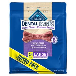 blue buffalo dental bones large natural dental chew dog treats, (50 lbs and up) 36-oz bag jumbo pack