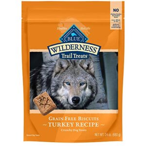 blue buffalo wilderness trail treats high protein grain free crunchy dog treats biscuits, turkey recipe 24-oz bag