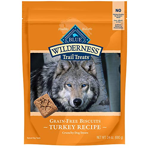 Blue Buffalo Wilderness Trail Treats High Protein Grain Free Crunchy Dog Treats Biscuits, Turkey Recipe 24-oz Bag