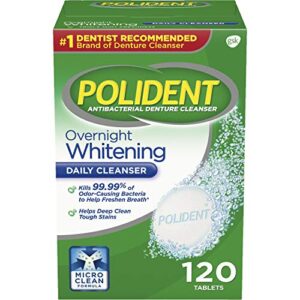 polident overnight whitening denture cleanser 120 tablets (pack of 2)