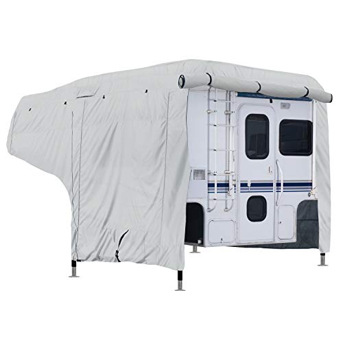 Classic Accessories Over Drive PermaPRO Camper Cover, Fits 8' - 10' Campers, Camper RV Cover, Customizable Fit, Water-Resistant, All Season Protection for Motorhome, Grey