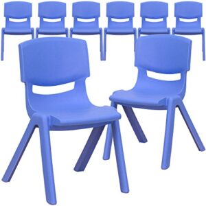 flash furniture whitney 8 pack blue plastic stackable school chair with 12'' seat height