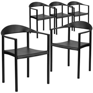 flash furniture 5 pack hercules series 1000 lb. capacity black plastic cafe stack chair