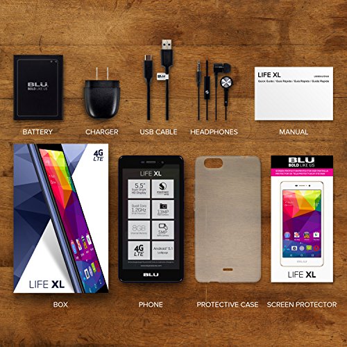 BLU Life XL - LTE Smartphone - GSM Unlocked - 8GB +1GB RAM - Dark Blue