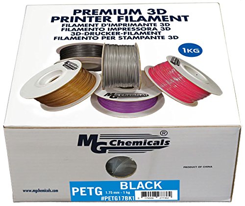 MG Chemicals PETG17BK1 Black PETG 3D Printer Filament, 1.75 mm, 1 kg Spool
