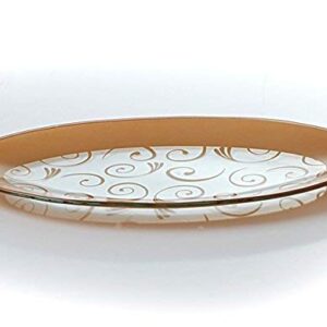 GAC Tempered Glass Oval Platter Serving Tray and Decorative Plate Unbreakable - Chip Resistant - Oven Proof - Microwave Safe - Dishwasher Safe - Stackable (gold)