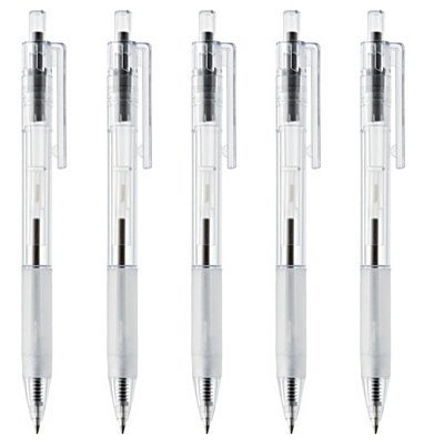 MoMA Muji Polycarbonate Clear Ball Point Gel Pen Black 0.7mm 5pcs Made in Japan