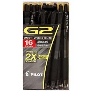 pilot g2 gel roller ball, fine, black - 16 pens