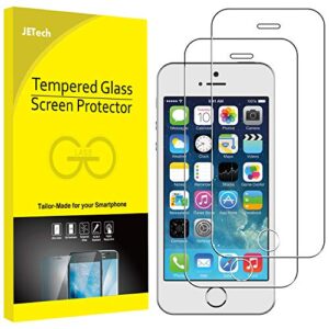 jetech screen protector for iphone se 2016 (not for 2022/2020), iphone 5s, iphone 5c and iphone 5, tempered glass film, 2-pack