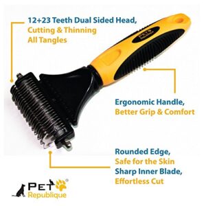 Pet Republique Dog Dematting Tool – Matt Splitters for Dogs, Cats, Rabbits, Long Haired Breed Pets – Effective Pet Dematting, Mat Remover, De-matting Comb, or Dematter - Regular 12+23 Teeth Design