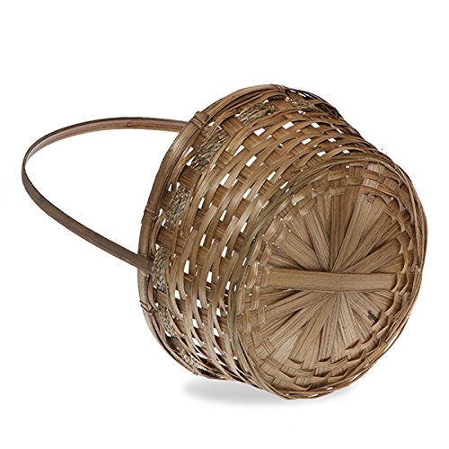 The Lucky Clover Trading Round Bamboo Handle Basket, Brown