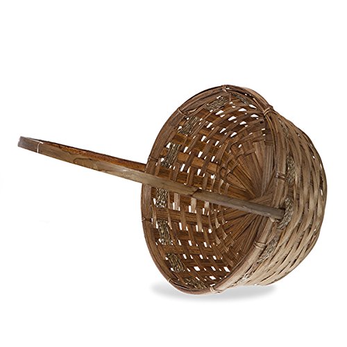 The Lucky Clover Trading Round Bamboo Handle Basket, Brown