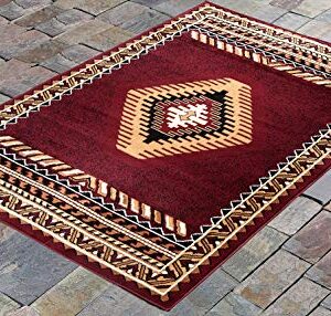 Furnish my Place Southwestern Contemporary Geometric Area Rug 3 Pieces Set (5x8) (2x6) (2x3) - Tucson Burgundy