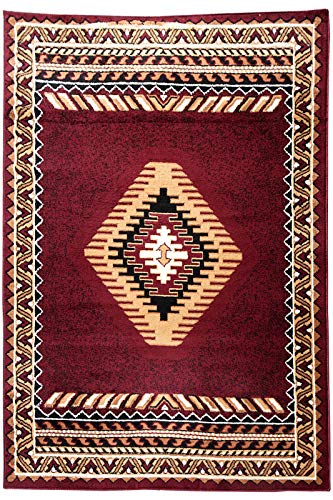 Furnish my Place Southwestern Contemporary Geometric Area Rug 3 Pieces Set (5x8) (2x6) (2x3) - Tucson Burgundy