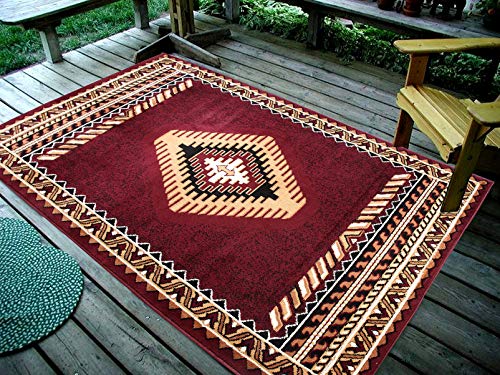 Furnish my Place Southwestern Contemporary Geometric Area Rug 3 Pieces Set (5x8) (2x6) (2x3) - Tucson Burgundy