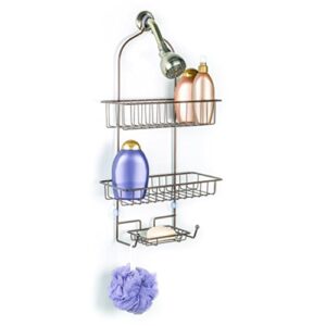 richards homewares winston 3-tier shower and bath caddy with soap dish, 12.6 x 5.7 x 24-inch, bronze
