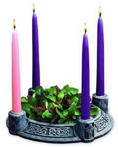 abbey gift (abbey & ca gift celtic knot resin advent wreath w/boxed candle set, 8", multi