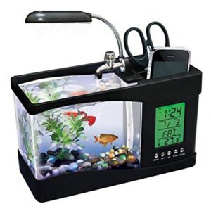 atc® mini usb lcd lamp desktop fish tank aquarium with led clock