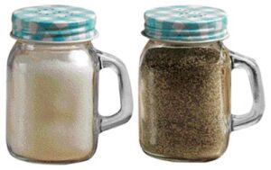 circleware mini mason jar yorkshire mug salt and pepper shakers, 2-piece set, 5 oz, blue