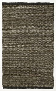 fab habitat striped rug - sequoia black - handwoven, natural fiber, soft underfoot - natural jute & wool - kitchen bathroom - 2x3 ft