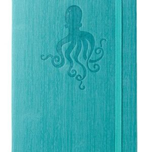 Red Co Journal with Embossed Octopus, 240 Pages, 5"x 7" Lined, Turqoise