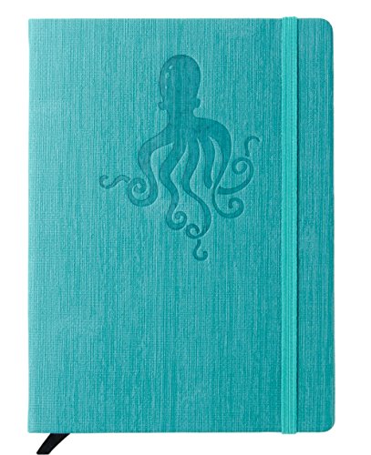 Red Co Journal with Embossed Octopus, 240 Pages, 5"x 7" Lined, Turqoise