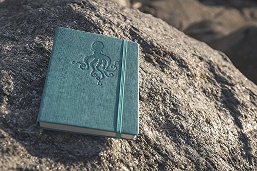 Red Co Journal with Embossed Octopus, 240 Pages, 5"x 7" Lined, Turqoise