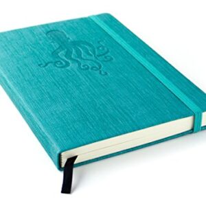 Red Co Journal with Embossed Octopus, 240 Pages, 5"x 7" Lined, Turqoise