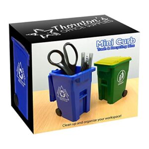 Thornton's Office Supplies Mini Curbside Trash and Recycle Can Set Pencil Cup Holder